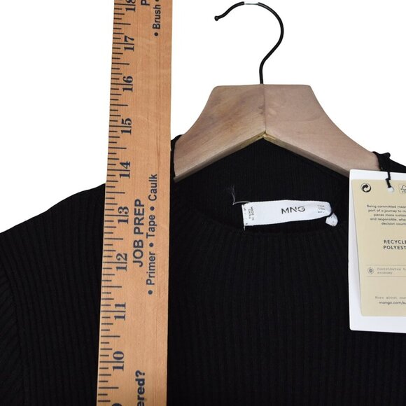 Mango Black Ribbed Dress S Minimalist Modern Core Basic Sleek Soft Glam Outfit - Picture 5 of 8